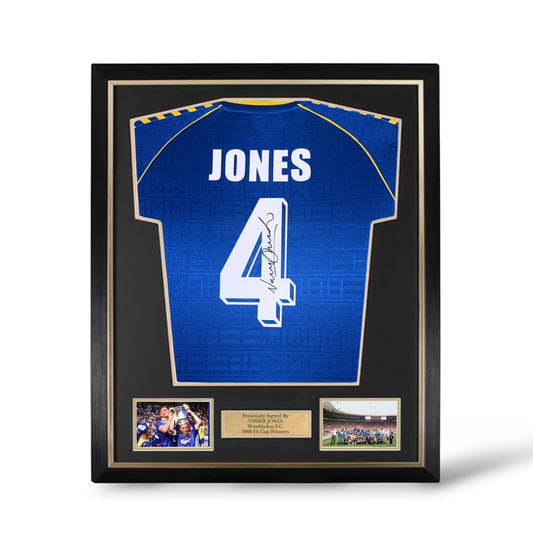 Vinnie Jones Signed Wimbledon 1988-89 Home Shirt- Deluxe Framed