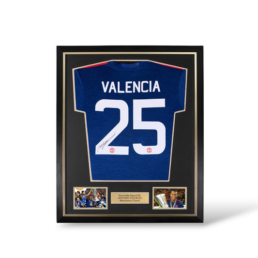 Antonio Valencia Signed Manchester United 2017 European Final Shirt- Deluxe Framed