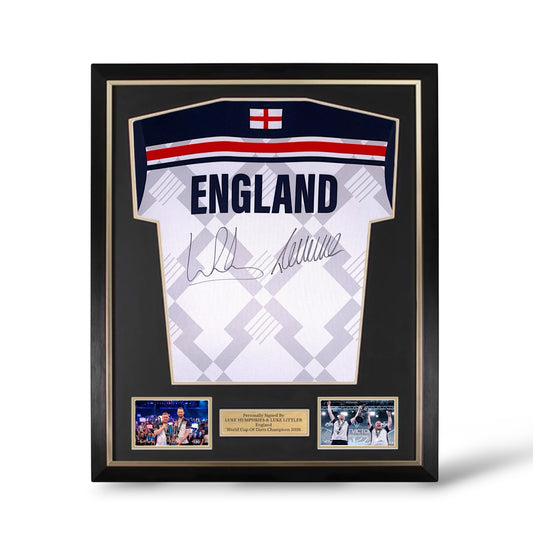 Luke Humphries and Luke Littler Signed England World Cup Of Darts 2026 Shirt- Deluxe Framed