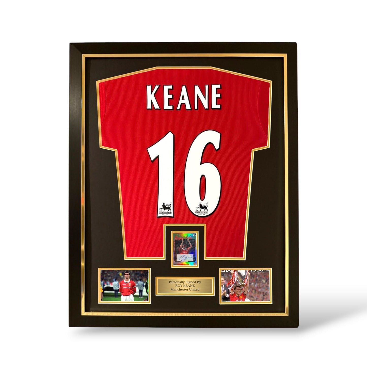 Roy Keane Signed Topps 77/99 Auto Card/ Manchester United 1998/99 Home Shirt- Deluxe Framed