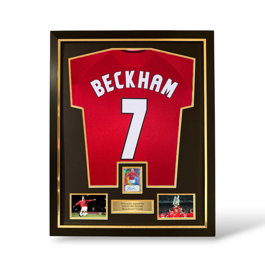David Beckham Signed Panini Auto Card/ Manchester United 1998/99 Shirt- Deluxe Framed