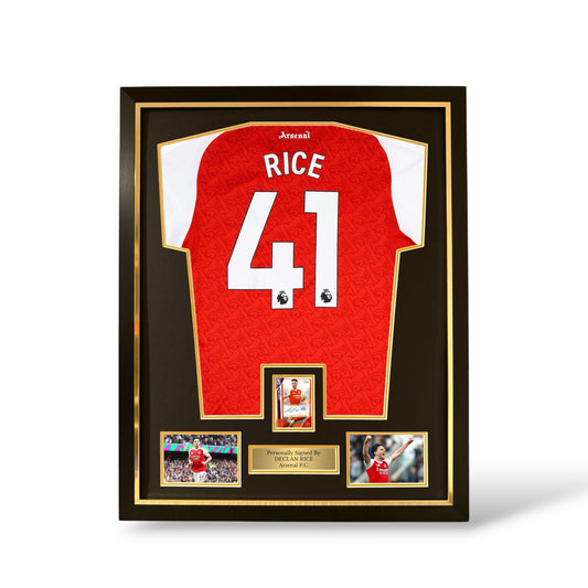 Declan Rice Signed Topps Auto Card/ Arsenal 2025/26 Home Shirt- Deluxe Framed