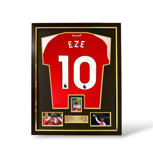 Eberechi Eze Signed Topps Auto Card/ Arsenal 2025/26 Home Shirt- Deluxe Framed
