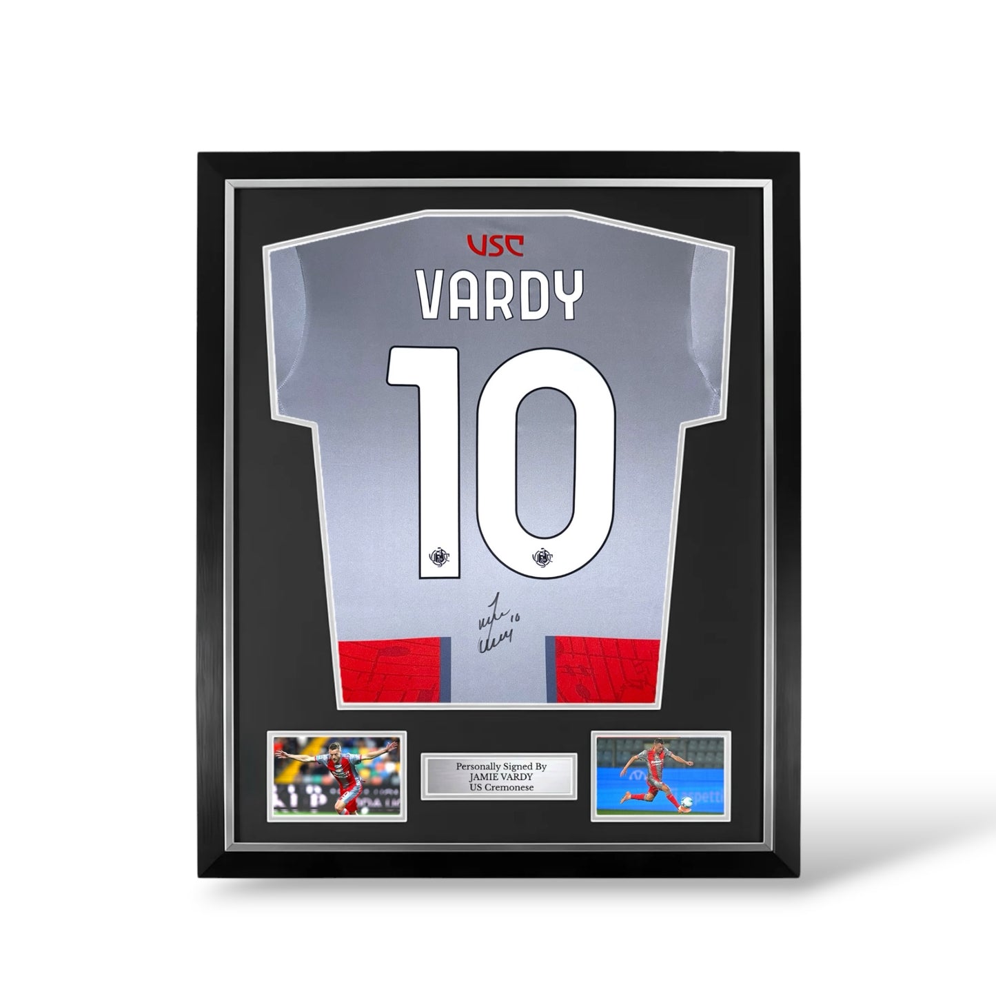 Jamie Vardy Signed Cremonese 2025/26 Home Shirt- Deluxe Framed