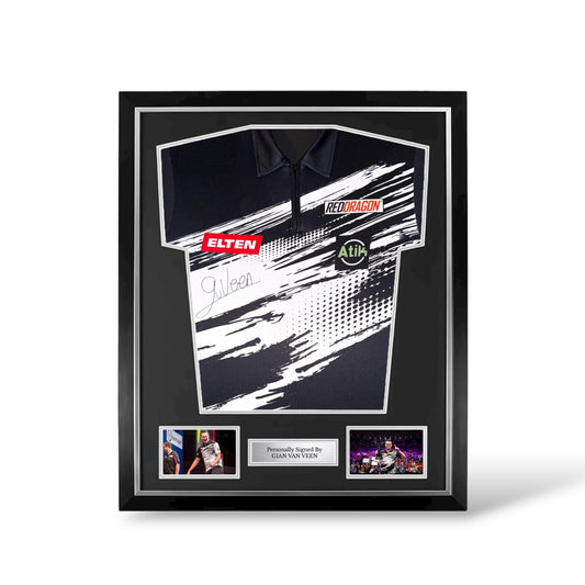 Gian Van Veen Signed Official Darts Shirt- Deluxe Framed