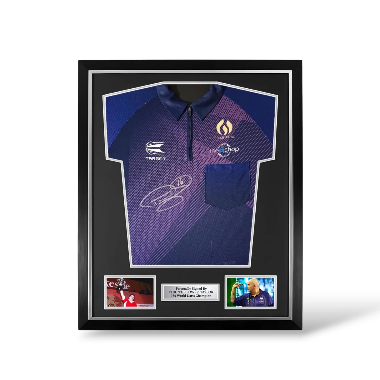 Phil Taylor Signed Official 2024 Target Darts Shirt- Deluxe Framed