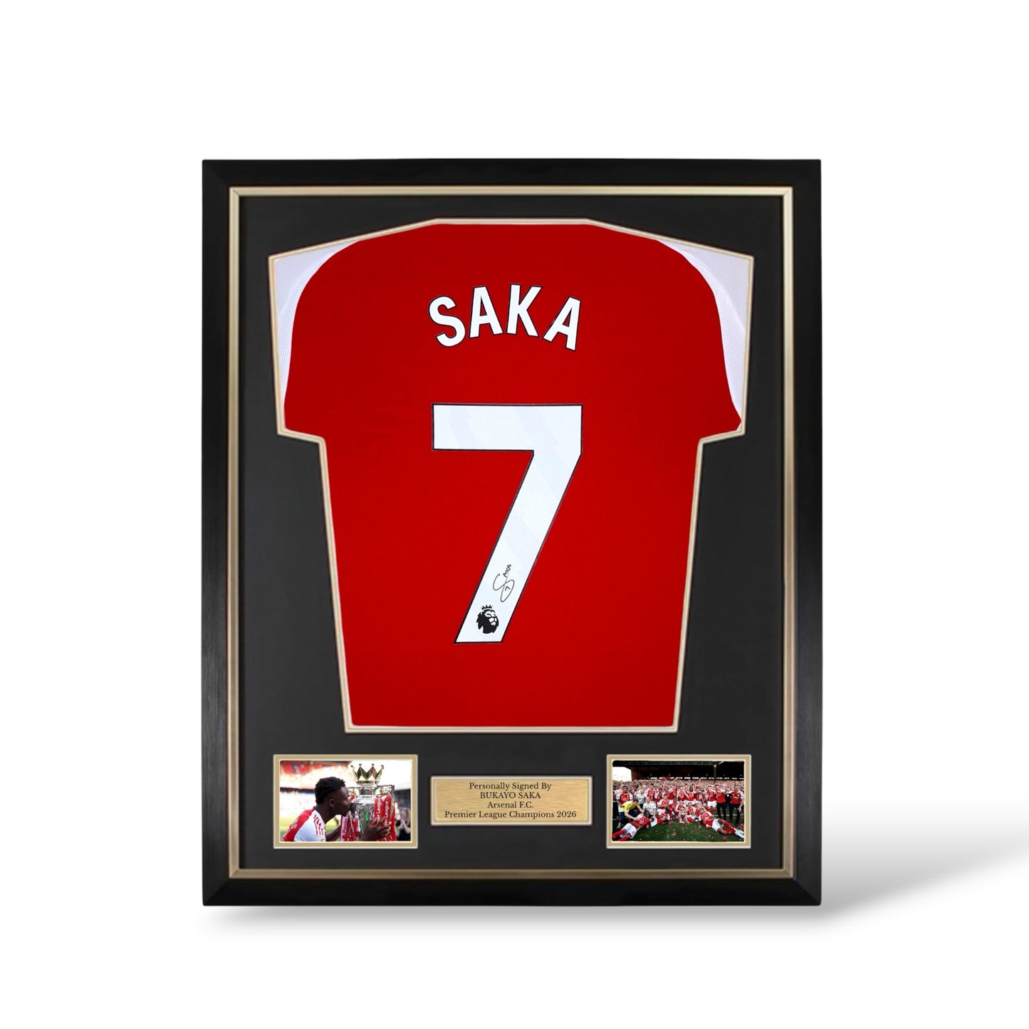 Bukayo Saka Signed Arsenal Home Shirt- Deluxe Framed
