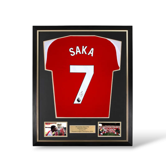 Bukayo Saka Signed Arsenal Home Shirt- Deluxe Framed