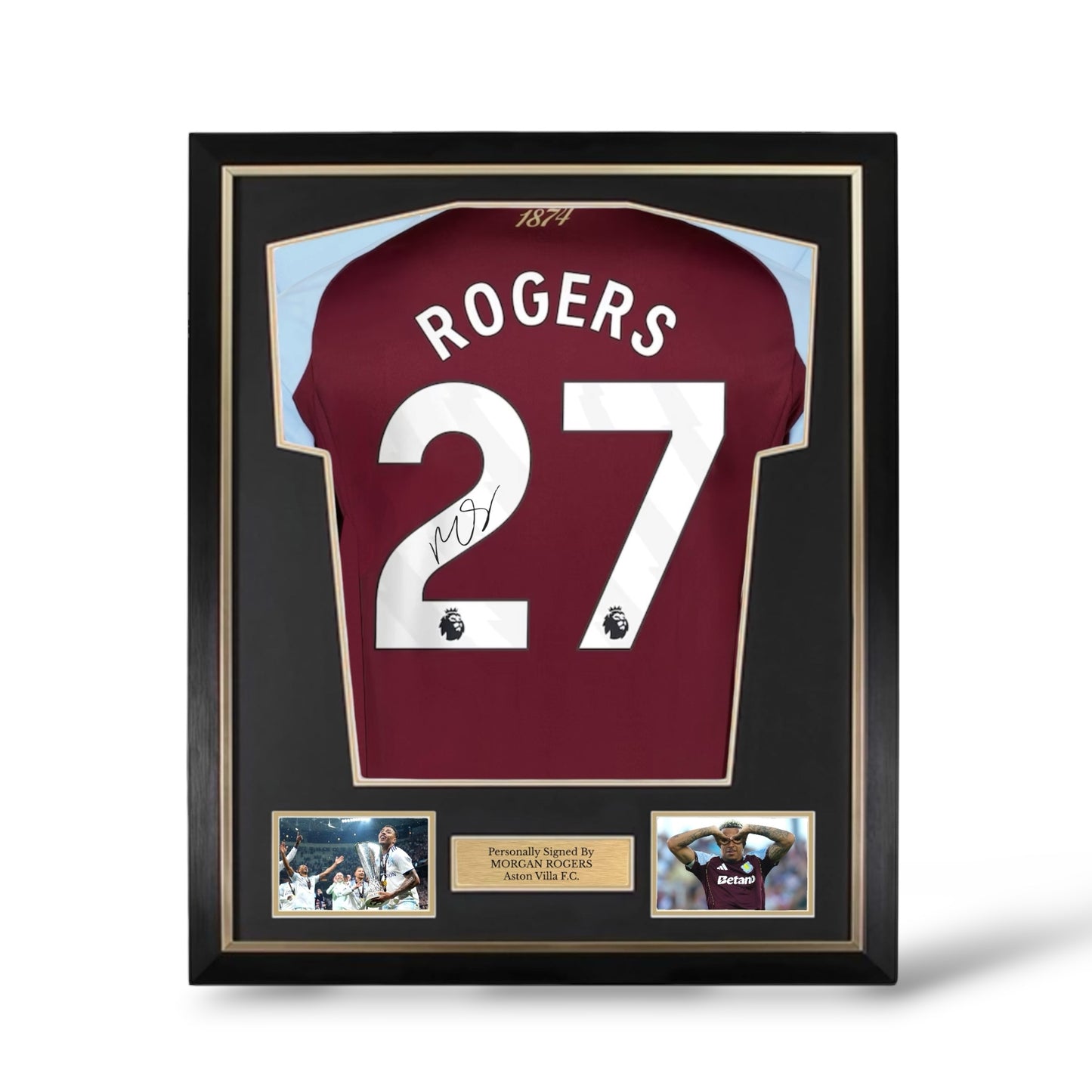 Morgan Rogers Signed Aston Villa 2025/26 Home Shirt- Deluxe Framed