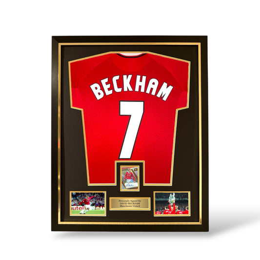 David Beckham Signed Panini Auto Card/ Manchester United 1998/99 Shirt- Deluxe Framed