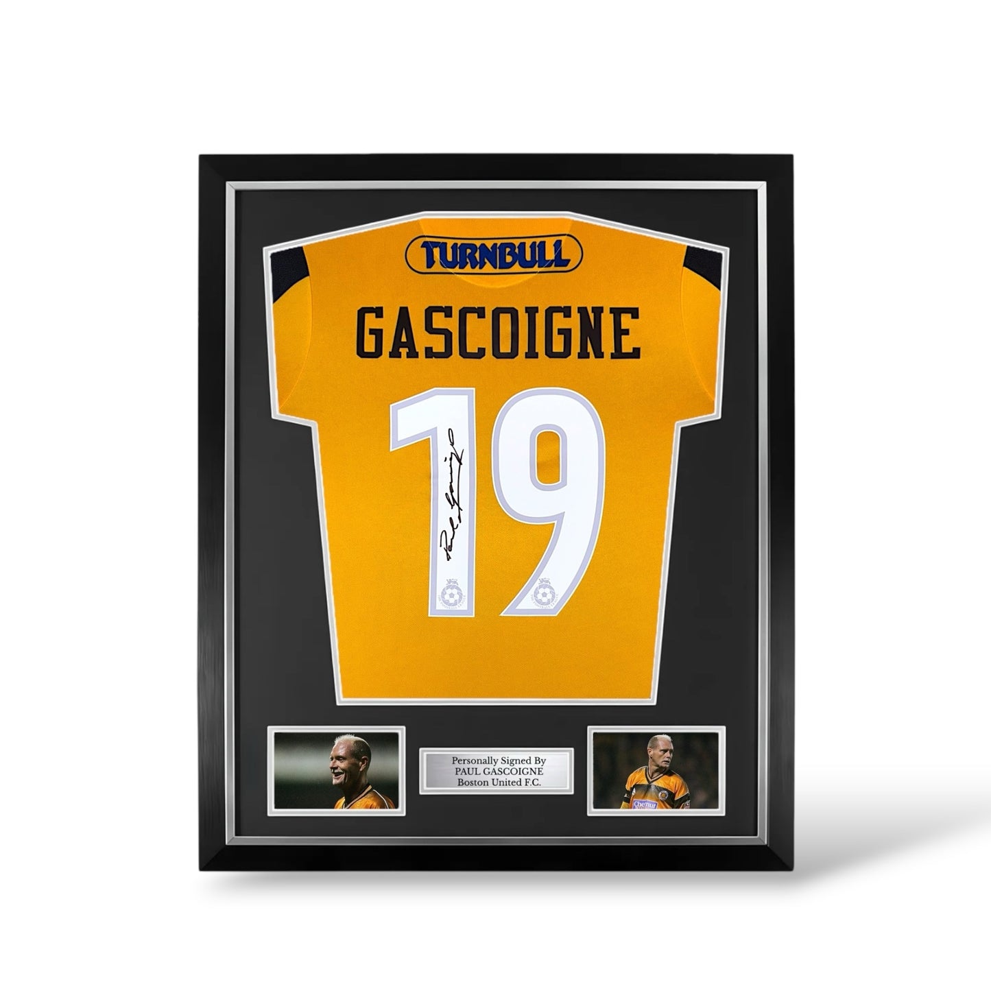 Paul Gascoigne Signed Boston United Home Shirt- Deluxe Framed