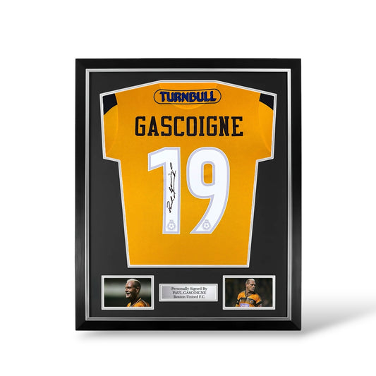 Paul Gascoigne Signed Boston United Home Shirt- Deluxe Framed