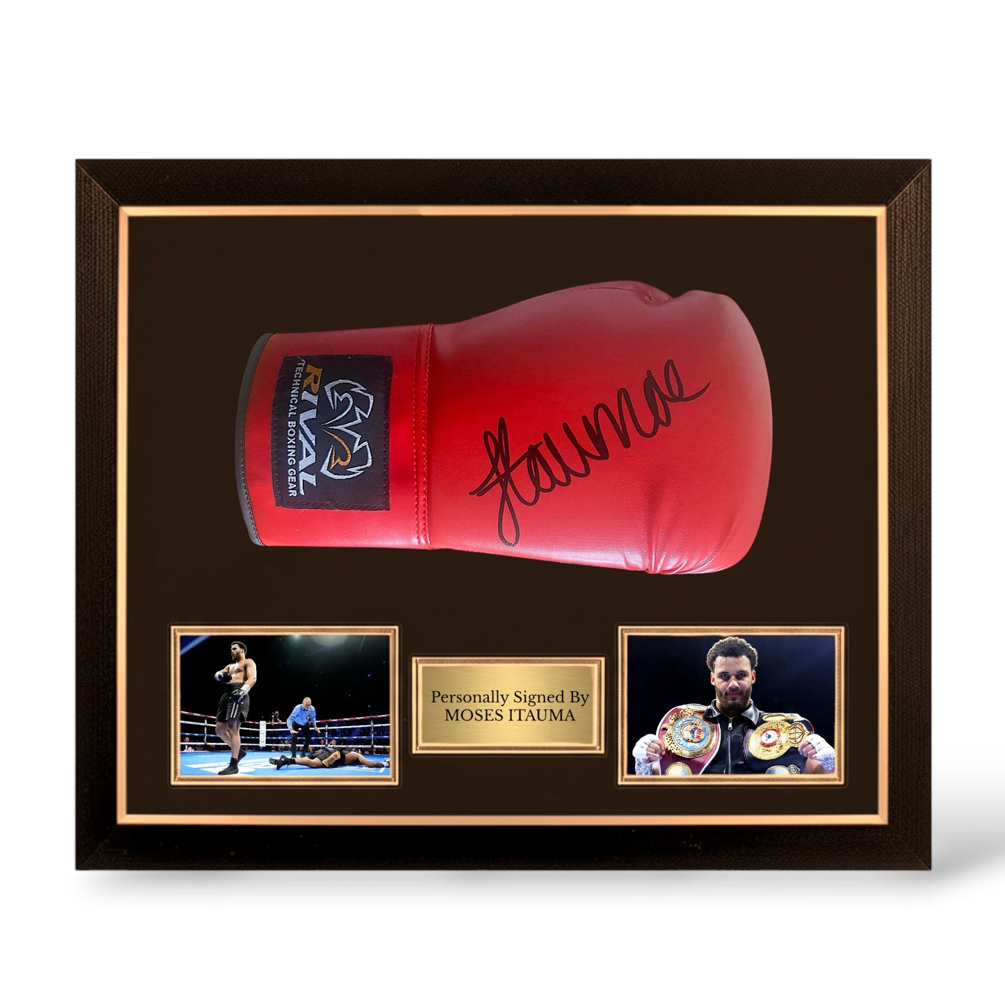 Moses Itauma Signed Rival Boxing Glove- Deluxe Dome Framed