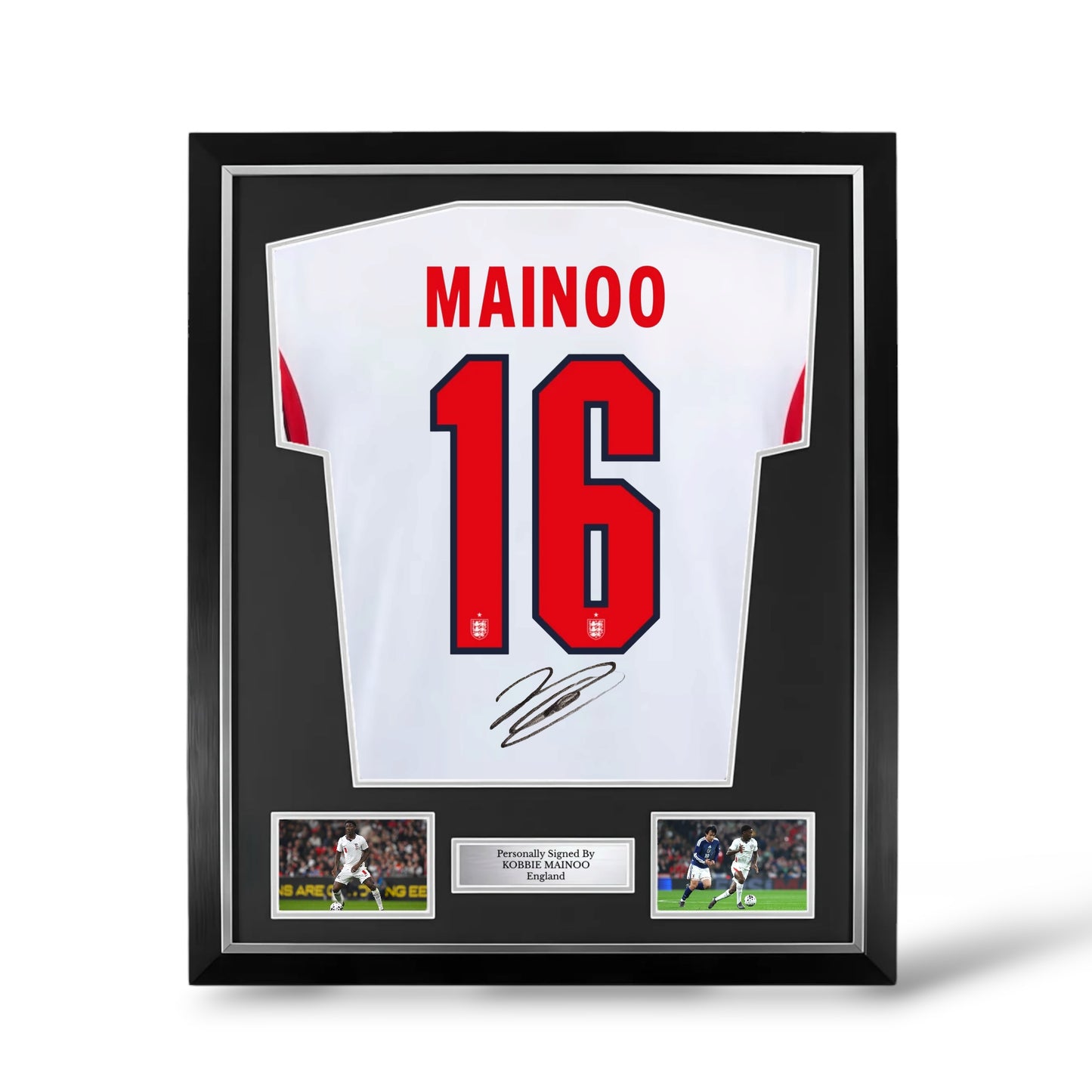 Kobbie Mainoo Signed England World Cup 2026 Home Shirt- Deluxe Framed