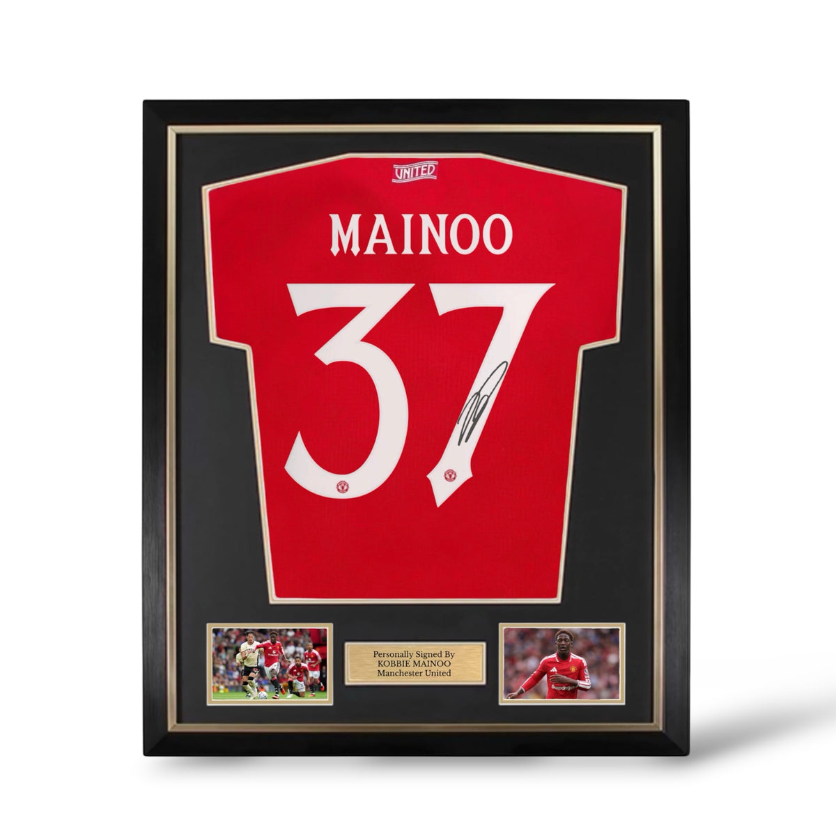 Kobbie Mainoo Signed Manchester United 2026/27 Cup Home Shirt- Deluxe Framed