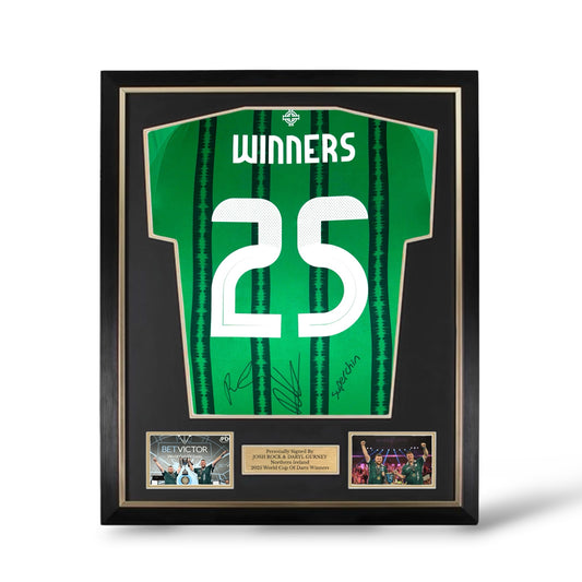 Josh Rock and Daryl Gurney Signed Northern Ireland Shirt/ World Cup Of Darts 2025 Winners- Deluxe Framed