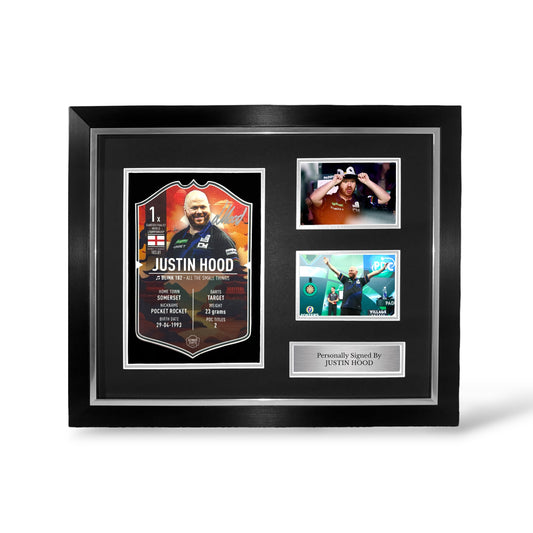 Justin Hood Signed Ultimate Darts Card- Deluxe Framed