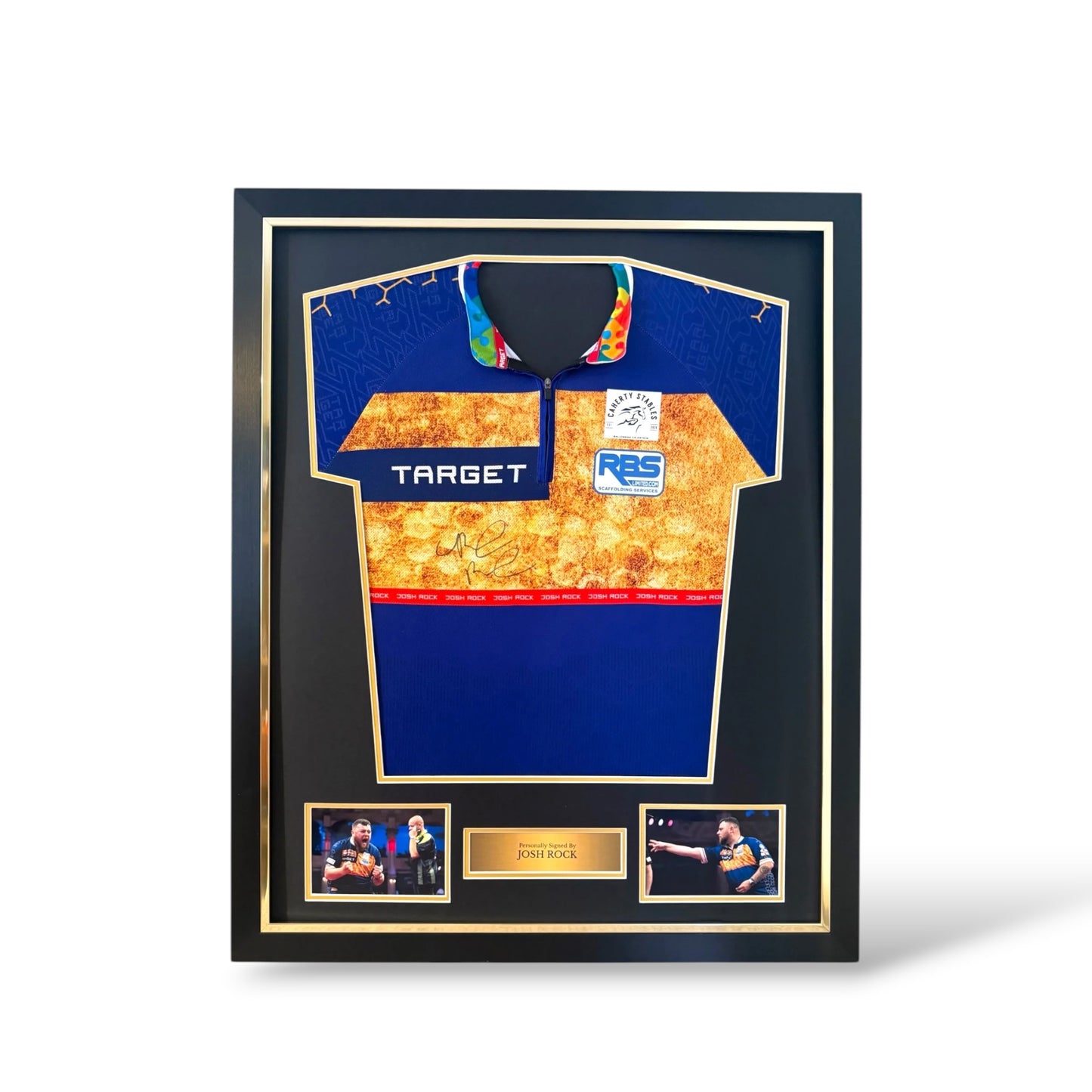 Josh Rock Signed Official Target Darts Shirt- Deluxe Framed