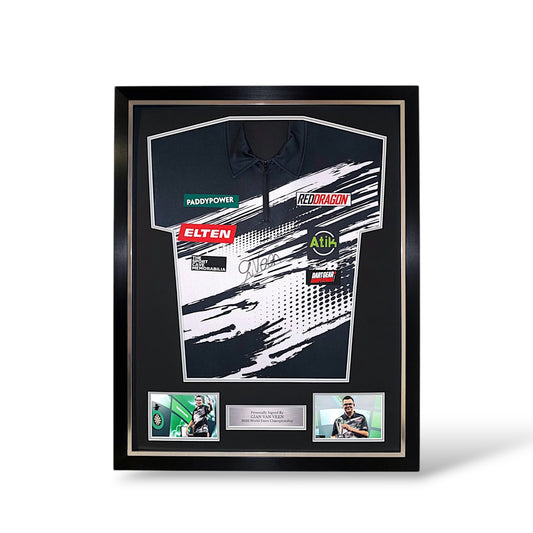 Gian Van Veen Signed World Championship Edition Darts Shirt- Deluxe Framed