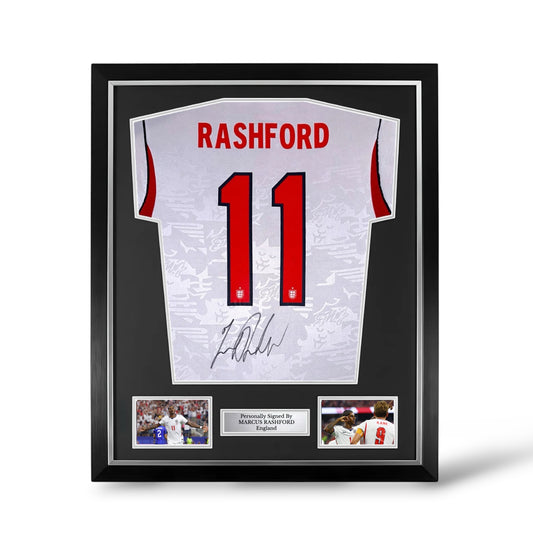 Marcus Rashford Signed England World Cup 2026 Home Shirt- Deluxe Framed