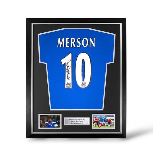 Paul Merson Signed Football Shirt/ Portsmouth Presentation- Deluxe Framed