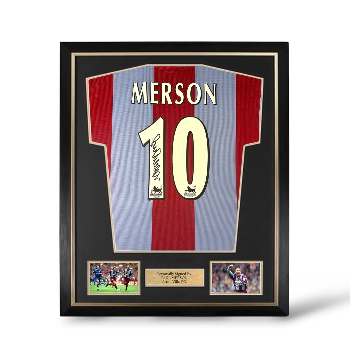 Paul Merson Signed Aston Villa 1999/2000 Home Shirt- Deluxe Framed