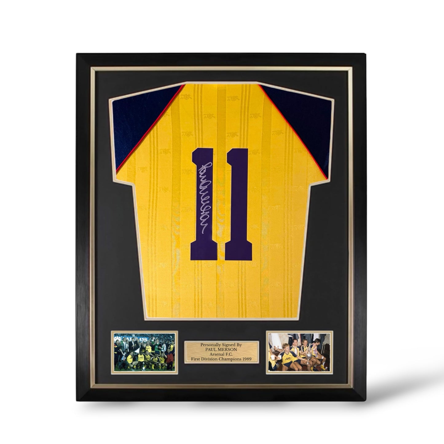 Paul Merson Signed Arsenal 1989 Away Shirt- Deluxe Framed