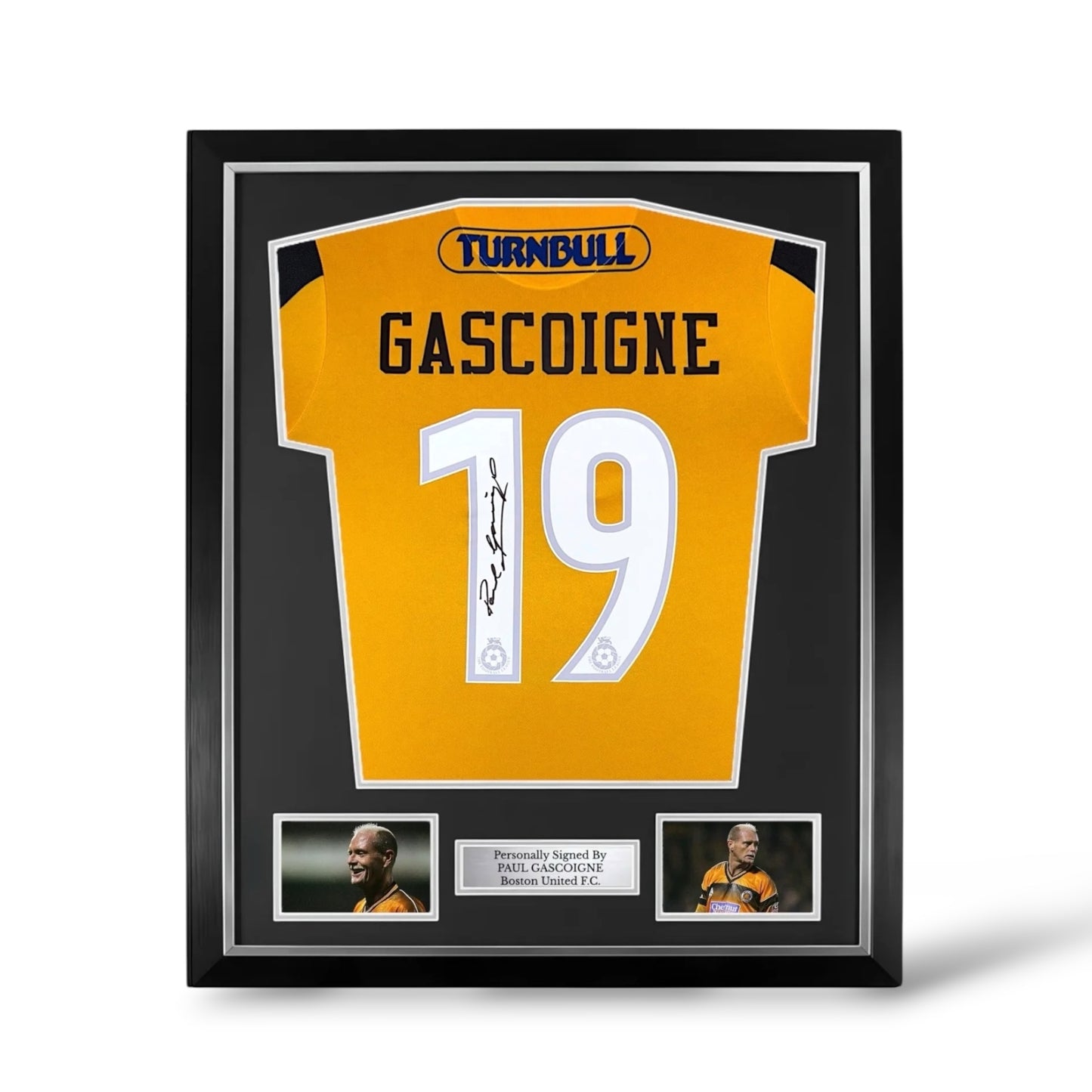 Paul Gascoigne Signed Boston United Home Shirt- Deluxe Framed