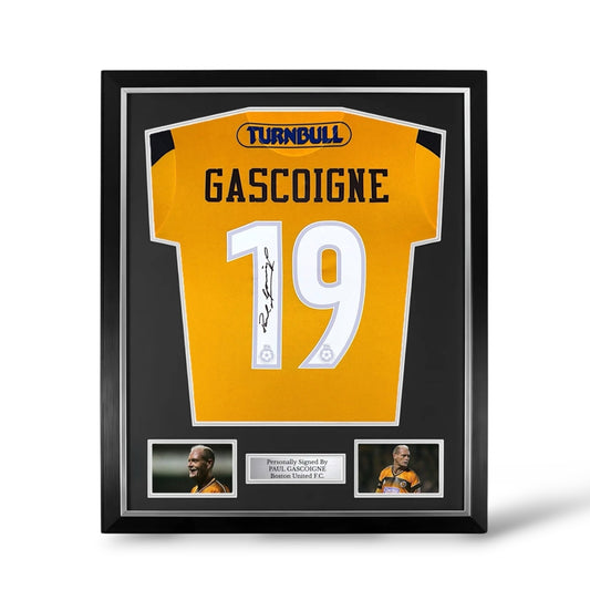 Paul Gascoigne Signed Boston United Home Shirt- Deluxe Framed