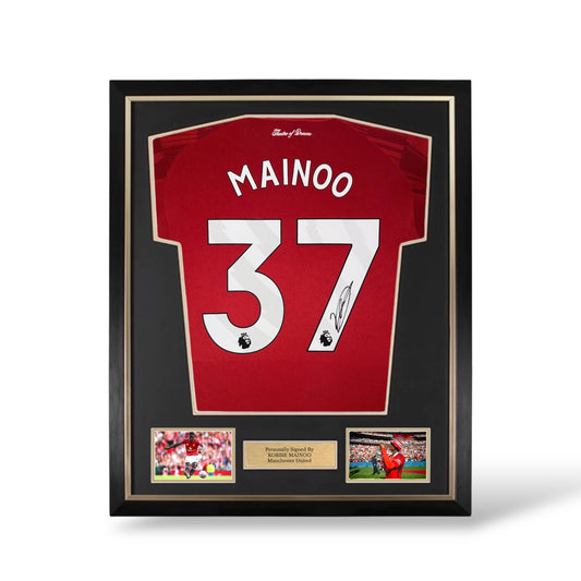 Kobbie Mainoo Signed Manchester United 2025/26 Home Shirt- Deluxe Framed