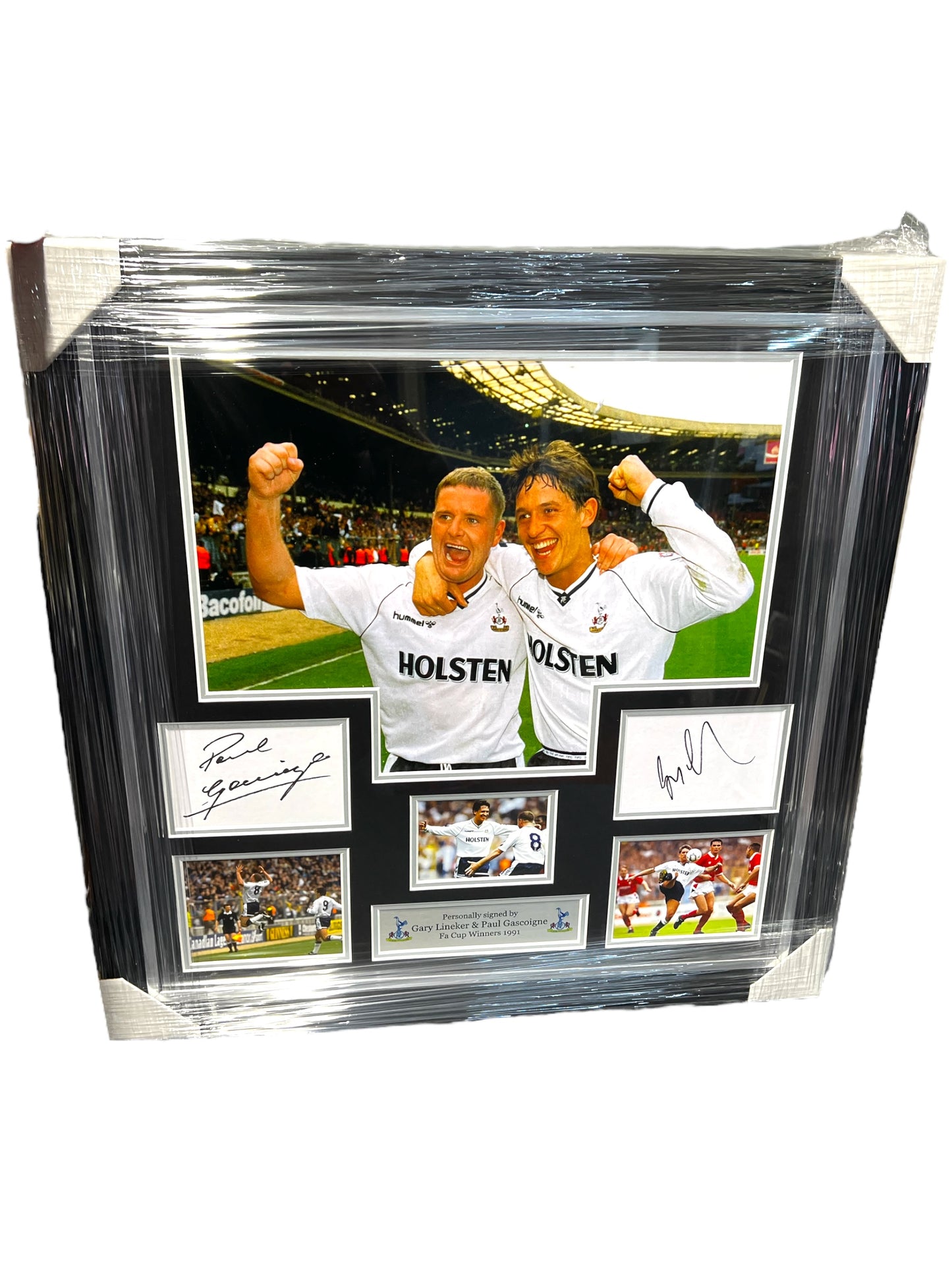 Tottenham Hotspur 1991 FA Cup Winners Framed- Dual Signed By Paul Gascoigne and Gary Lineker