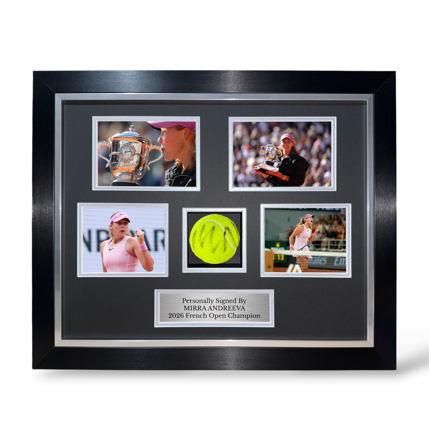 Mirra Andreeva Signed Tennis Ball/ French Open Champion- Deluxe Framed