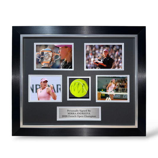 Mirra Andreeva Signed Tennis Ball/ French Open Champion- Deluxe Framed