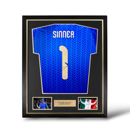 Jannik Sinner Signed Italy 2026 Home Shirt- Deluxe Framed