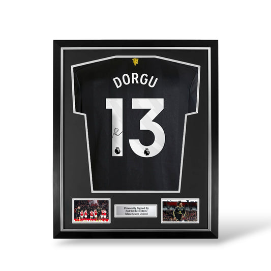 Patrick Dorgu Signed Manchester United 2025/26 Third Shirt- Deluxe Framed