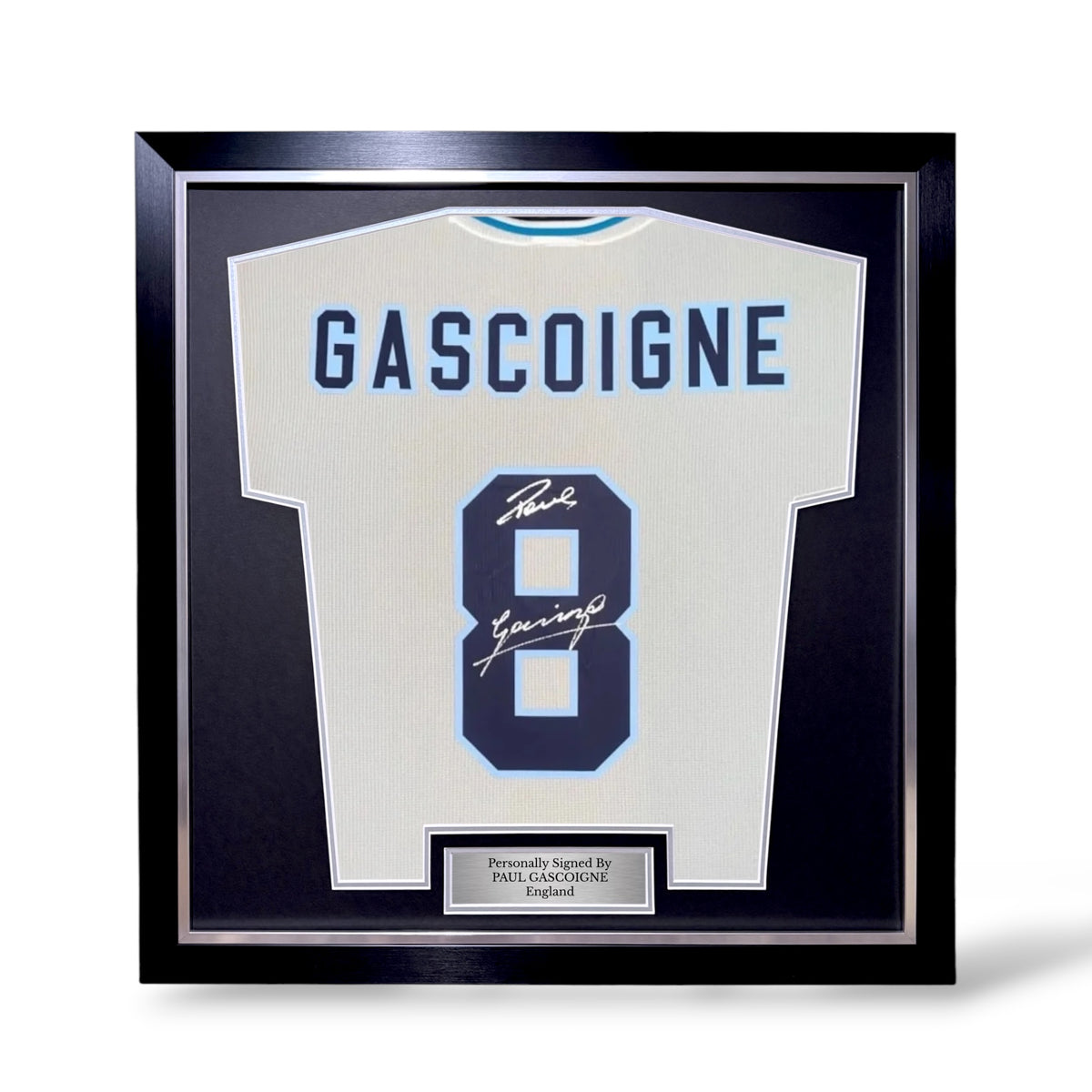 Paul Gascoigne Signed England Euro 1996 Home Shirt- Simple Deluxe Framed