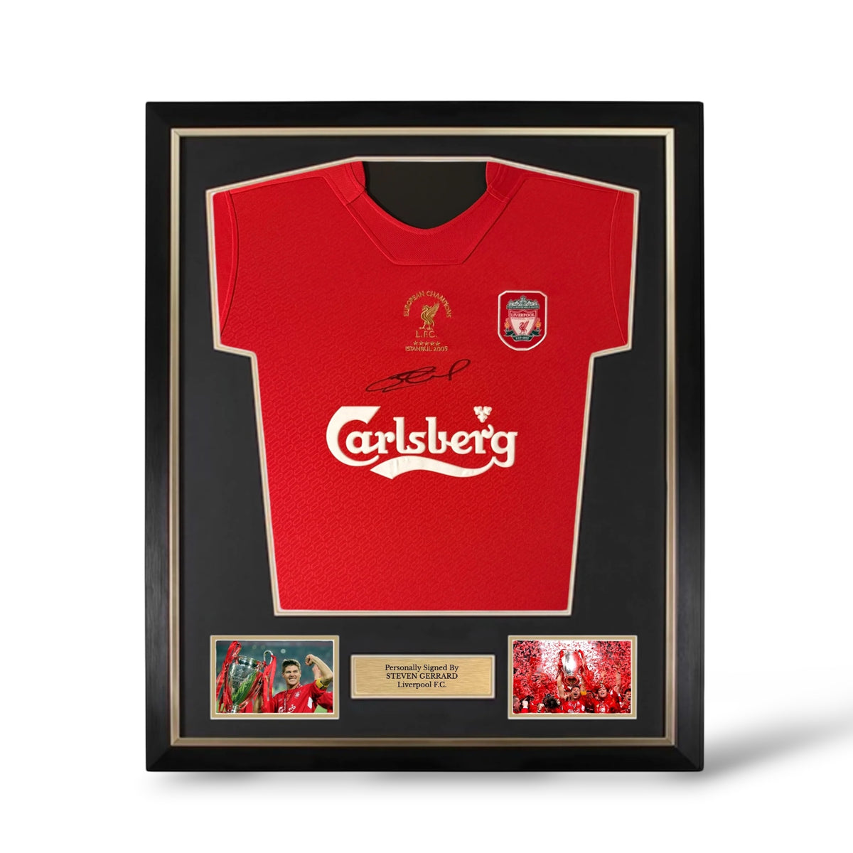 Steven Gerrard Signed Liverpool 2005 Istanbul Shirt- Deluxe Framed