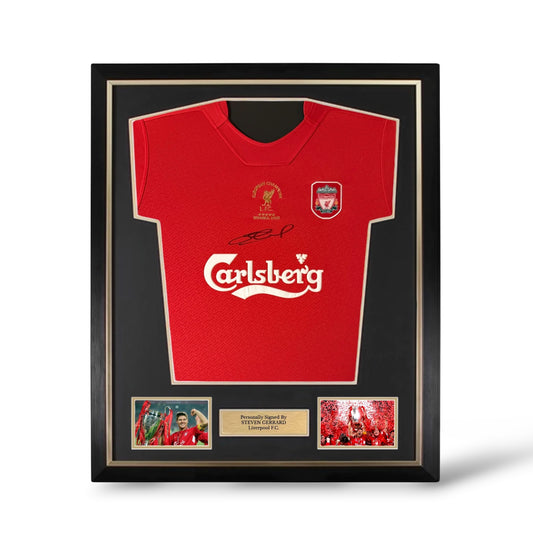 Steven Gerrard Signed Liverpool 2005 Istanbul Shirt- Deluxe Framed