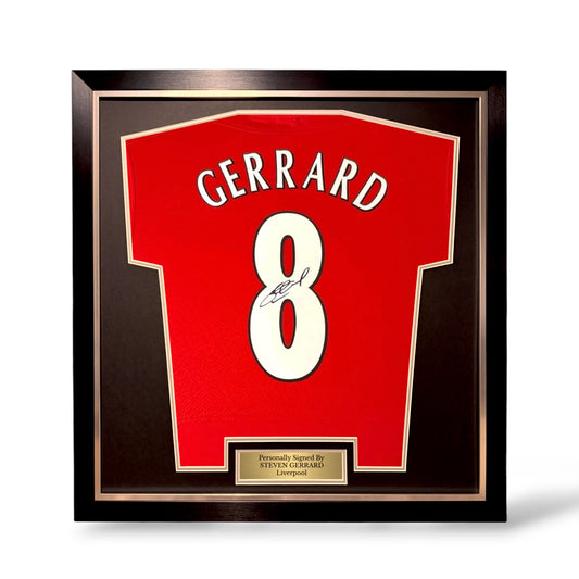 Steven Gerrard Signed Liverpool 2005 Istanbul Shirt- Simple Deluxe Framed