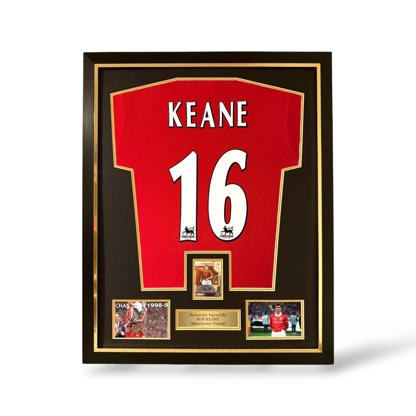 Roy Keane Signed Panini Auto Card/ Manchester United 1998/99 Home Shirt- Deluxe Framed