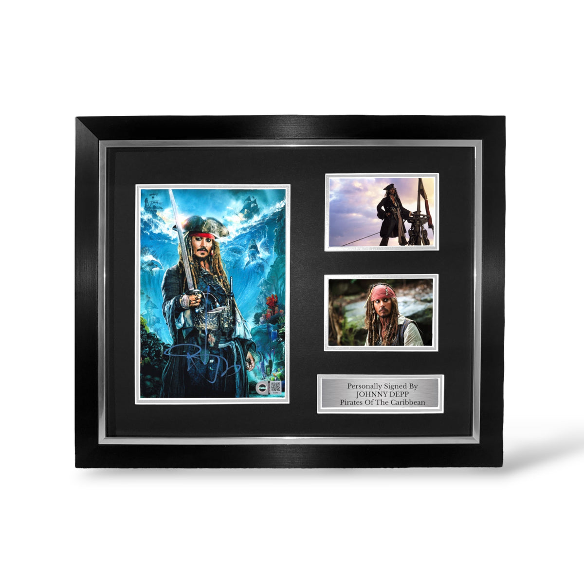 Johnny Depp Signed Pirates Of The Caribbean Photo (SWAU Authenticated)- Deluxe Framed