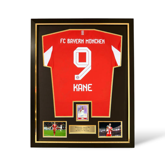 Harry Kane Signed Official Topps Auto Card/ Bayern Munich 2025/26 Home Shirt- Deluxe Framed