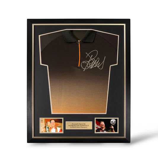 Raymond Van Barneveld Signed Official Unicorn RVB Darts Shirt- Deluxe Framed