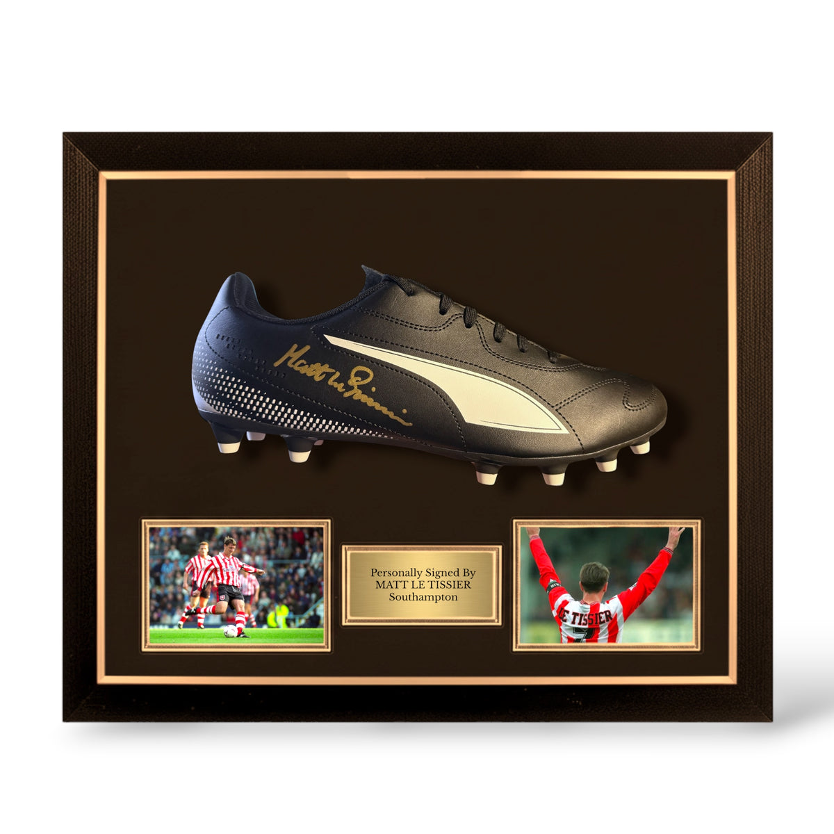 Matt Le Tissier Signed Puma Football Boot /Southampton- Deluxe Dome Framed